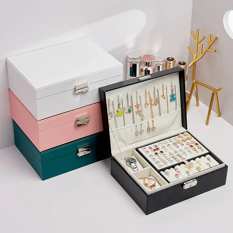 Dual-Layer Luxury Large Jewellery Organizer With Lock