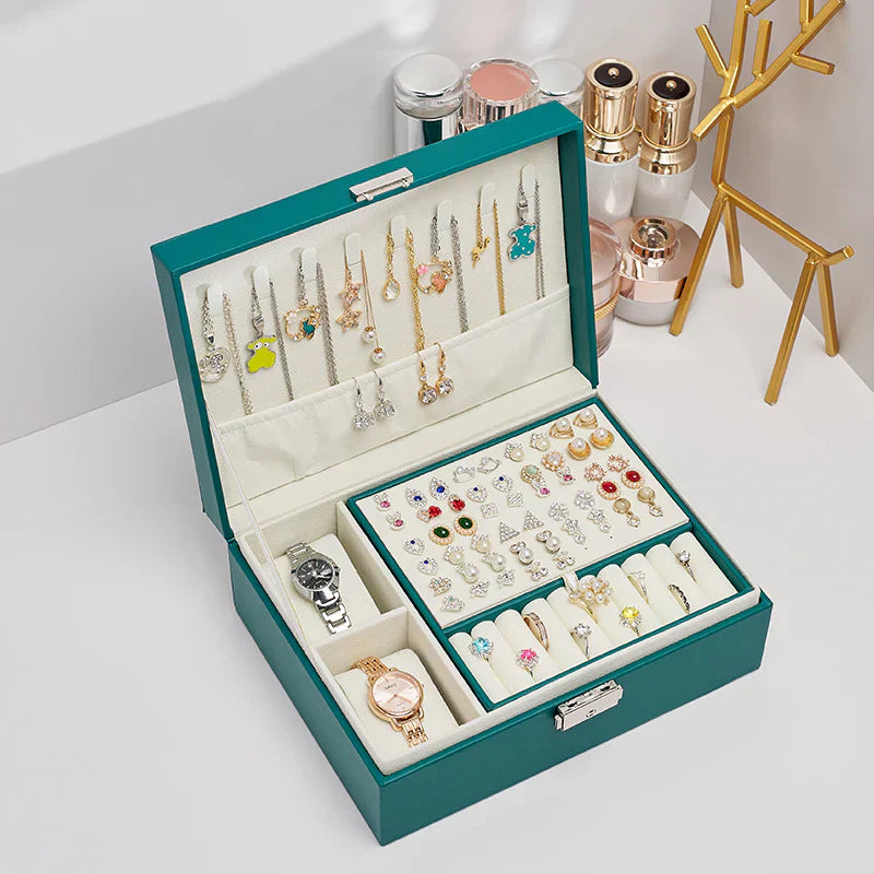 Dual-Layer Luxury Large Jewellery Organizer With Lock
