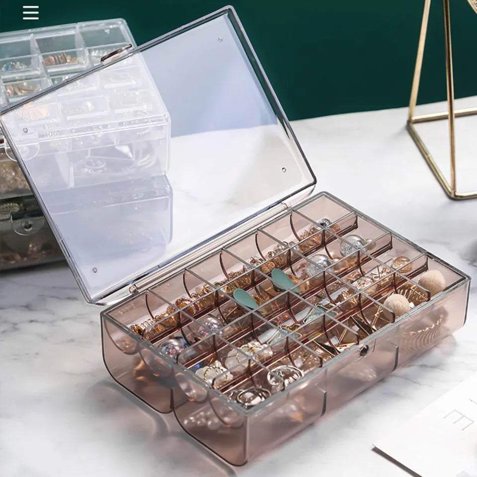 Elegant Acrylic Double Layer Jewelry Display & Storage Box