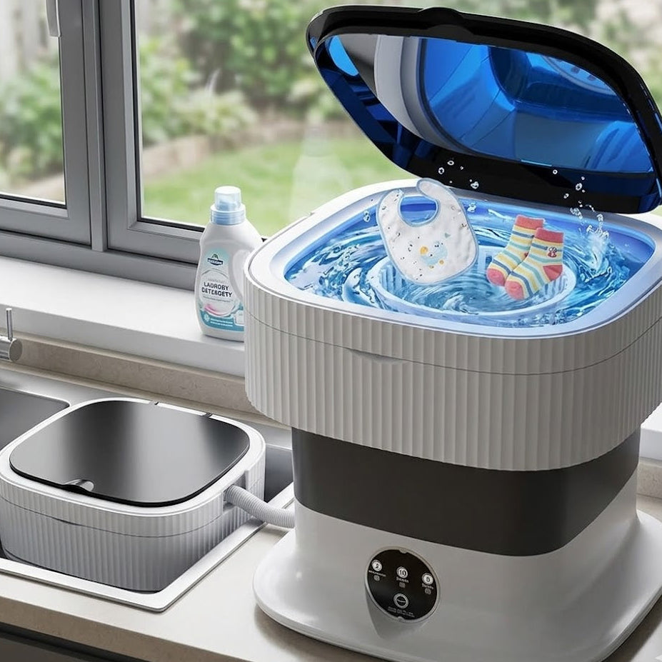 Foldable 10L Portable Laundry Washer with Drying System, Home and Living 