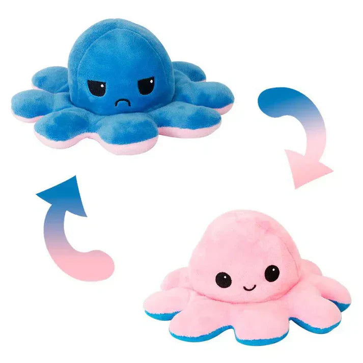 Dual-Sided Flip Octopus Reversible Mood Plush Toy