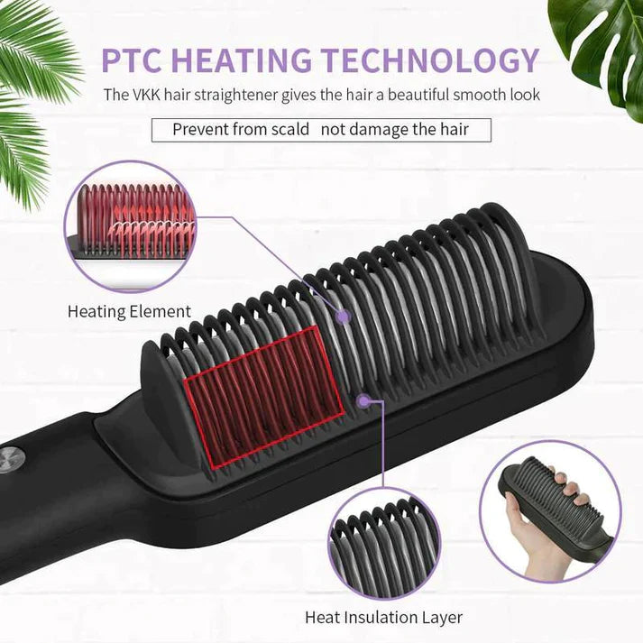 Hair Comb 3-In-1 Styling Curler Iron Electric Straightener