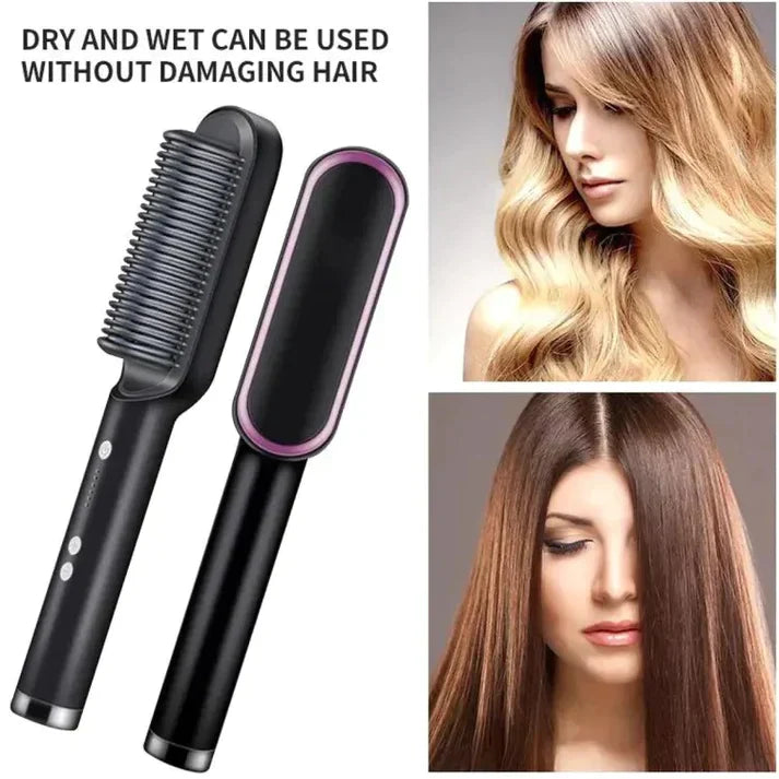 Hair Comb 3-In-1 Styling Curler Iron Electric Straightener
