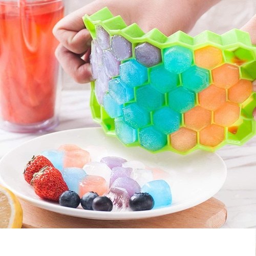 Silicone Honeycomb Ice Cube Maker Tray With Lid