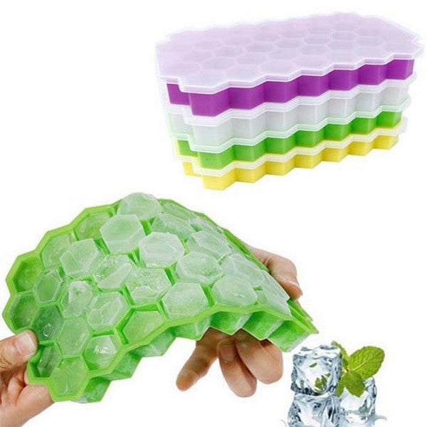 Silicone Honeycomb Ice Cube Maker Tray With Lid