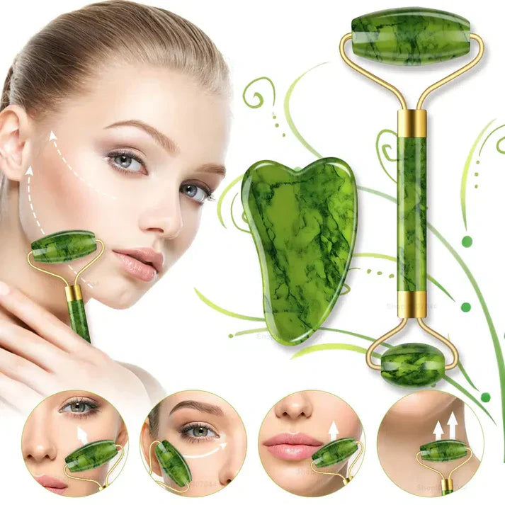Face Roller & Gua Sha Massage Set — Anti-Aging Skin Tool