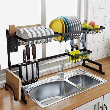 Kitchen Counter Dish Drainer with Storage Holder