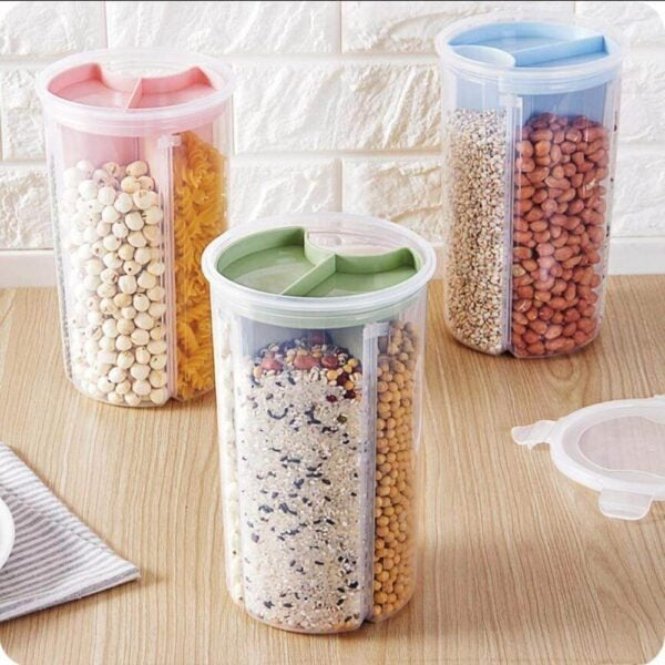 3-Compartment Transparent Storage Jar