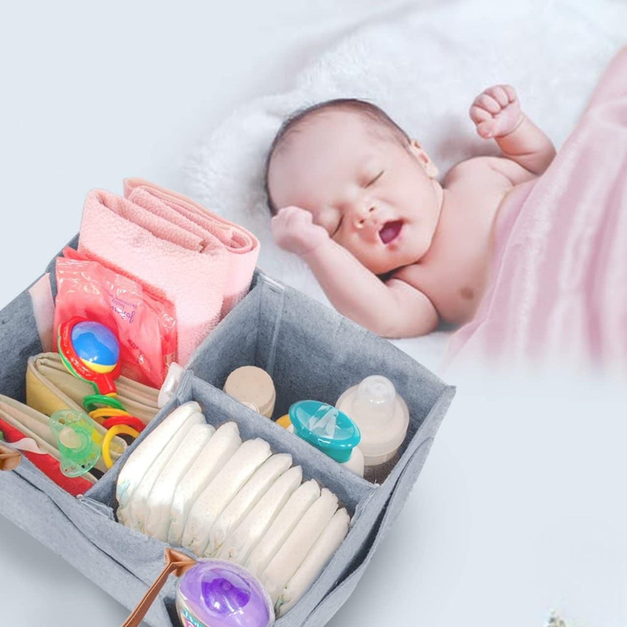 Portable Diaper Caddy Organizer, Babies and Toys