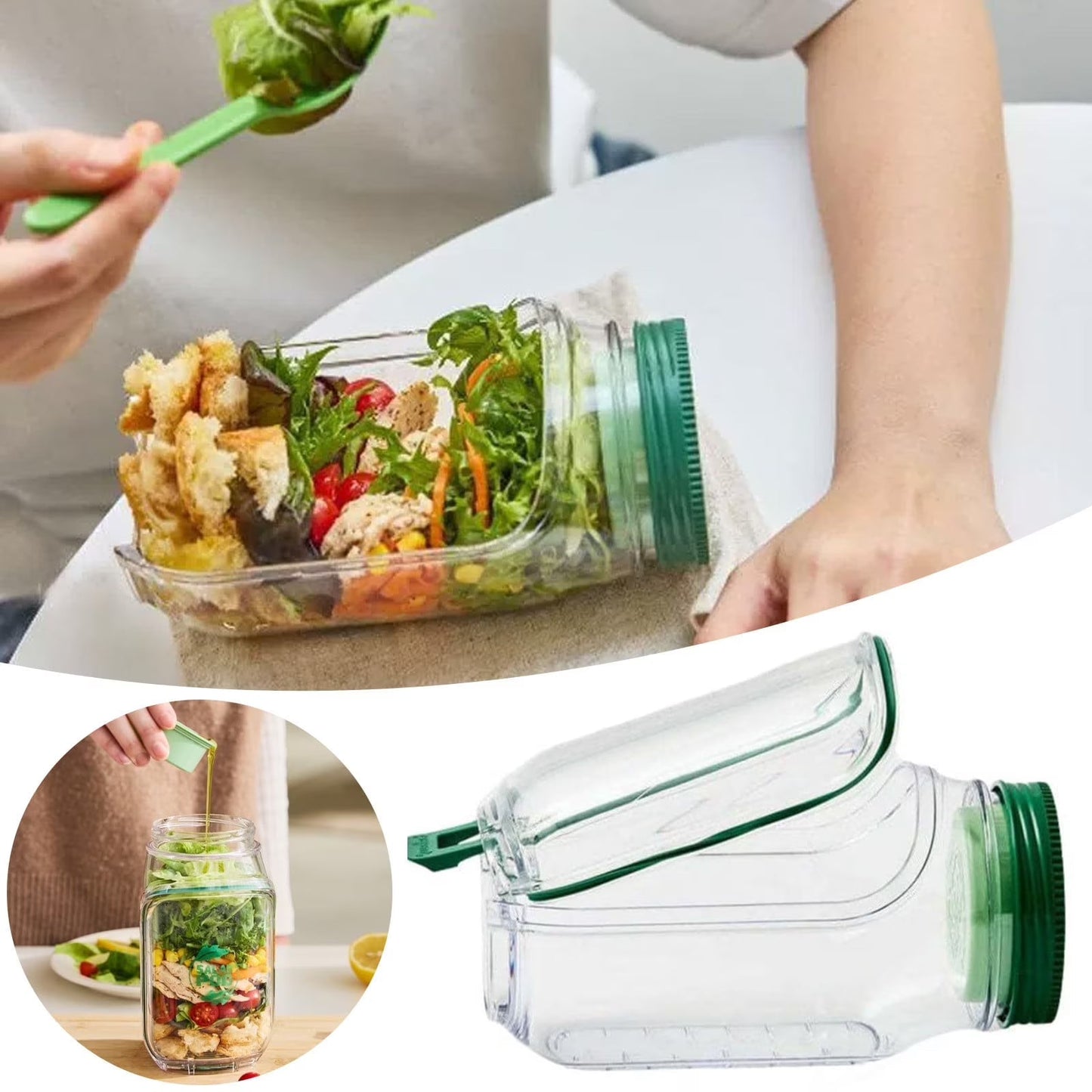 Portable Leakproof Salad Lunch Box with Lid, Kitchen Accessories 