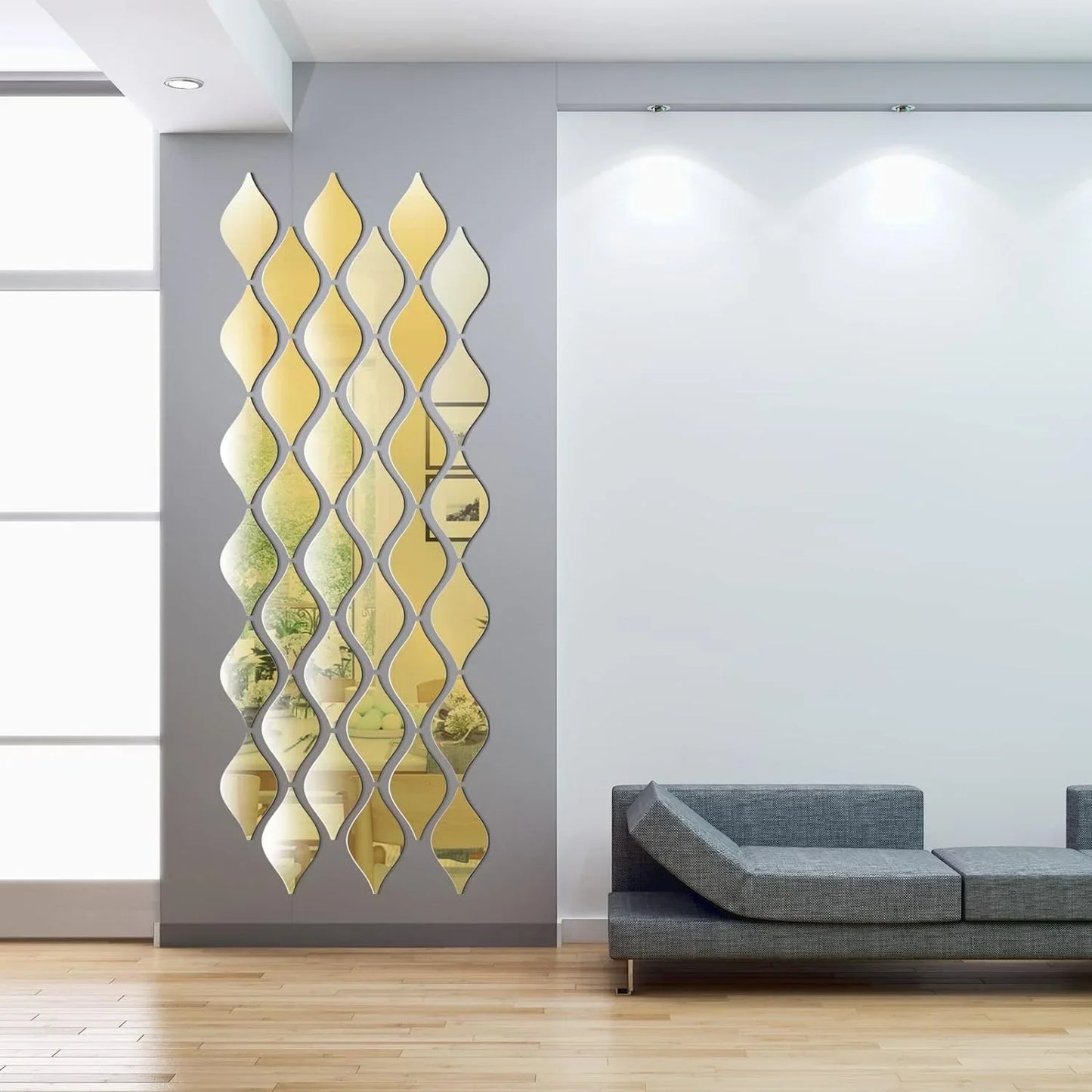Acrylic Mirror Wall Decals – 12-Piece Leaf Design Stickers