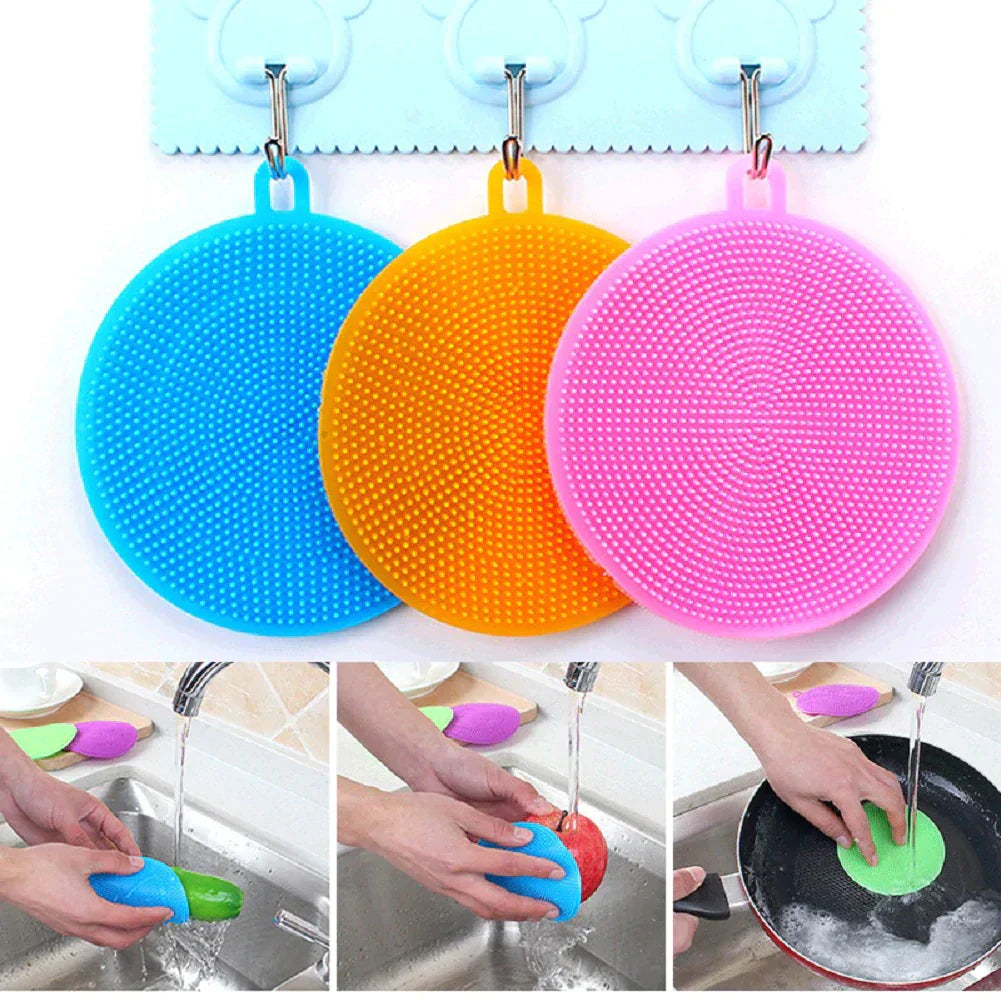 Silicone Cleaning Brushes With Soft Scouring Pad