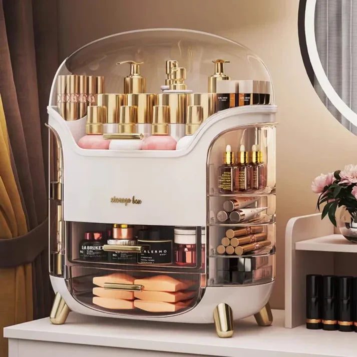 Covered Acrylic Cosmetic Organizer Box — Makeup Storage