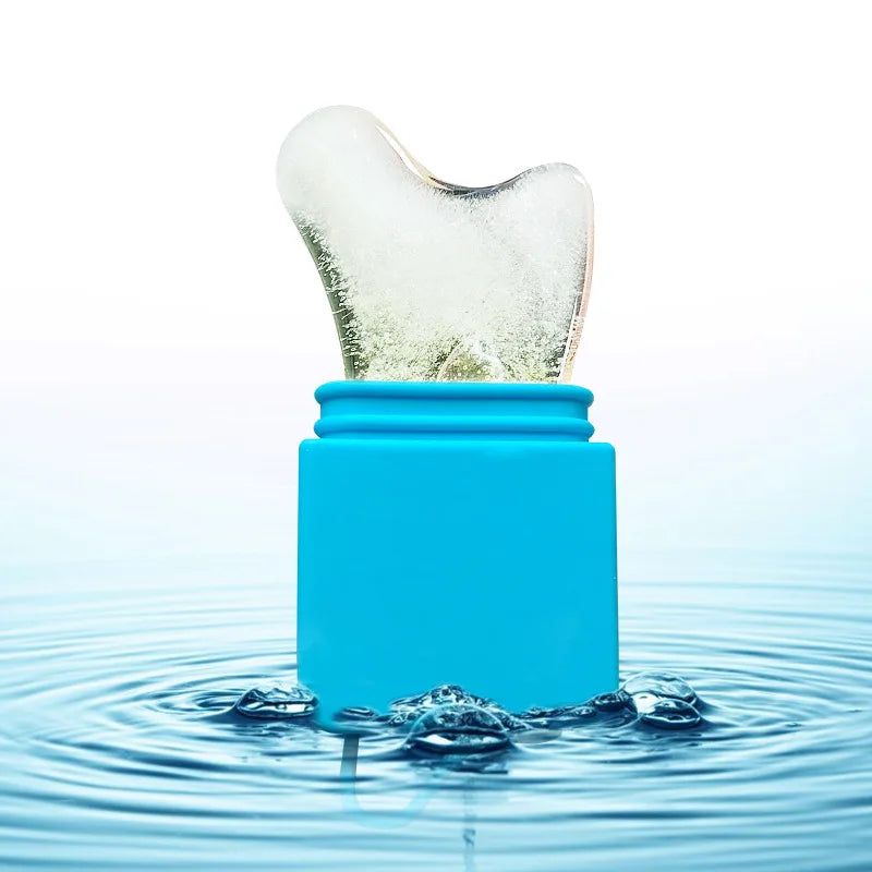 Skin Cooling Silicone Ice Roller with Gua Sha Edge, Health and Beauty 