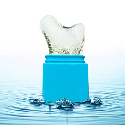 Skin Cooling Silicone Ice Roller with Gua Sha Edge, Health and Beauty 