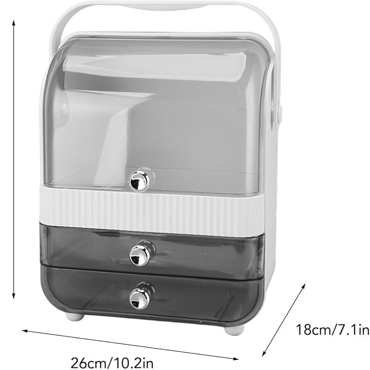Skincare Organizer with Clear Lid & 2 Drawers