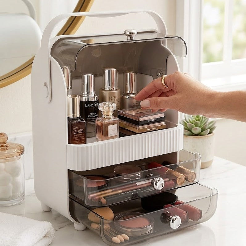 Skincare Storage Box – Transparent Lid with 2 Drawer
