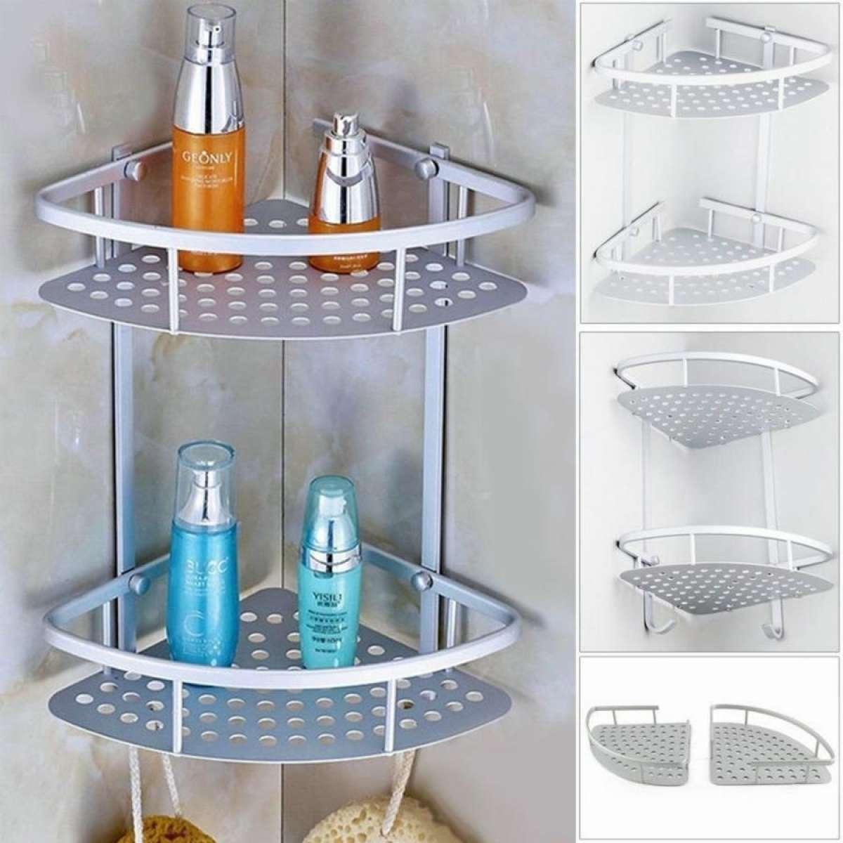 SpaceSaver 2-Tier Aluminum Corner Shelf