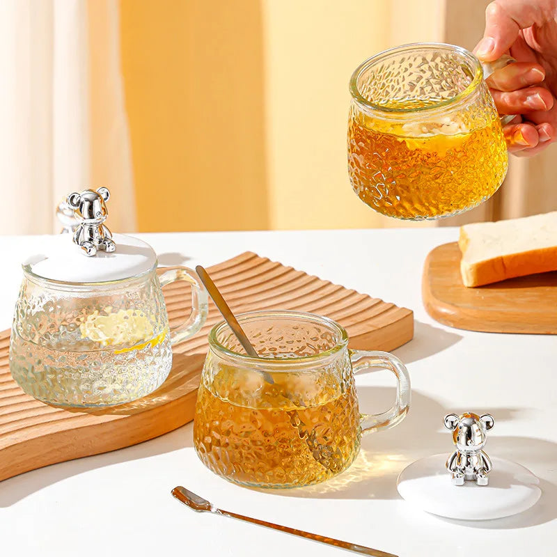 Teddy Bear Clear Glass Cup 400ml