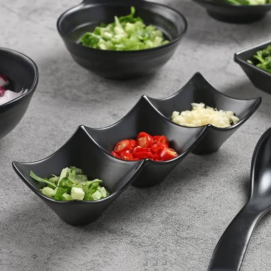 Three Grid Dipping, Tray for Sauces & Dips, Kitchen Accessories 