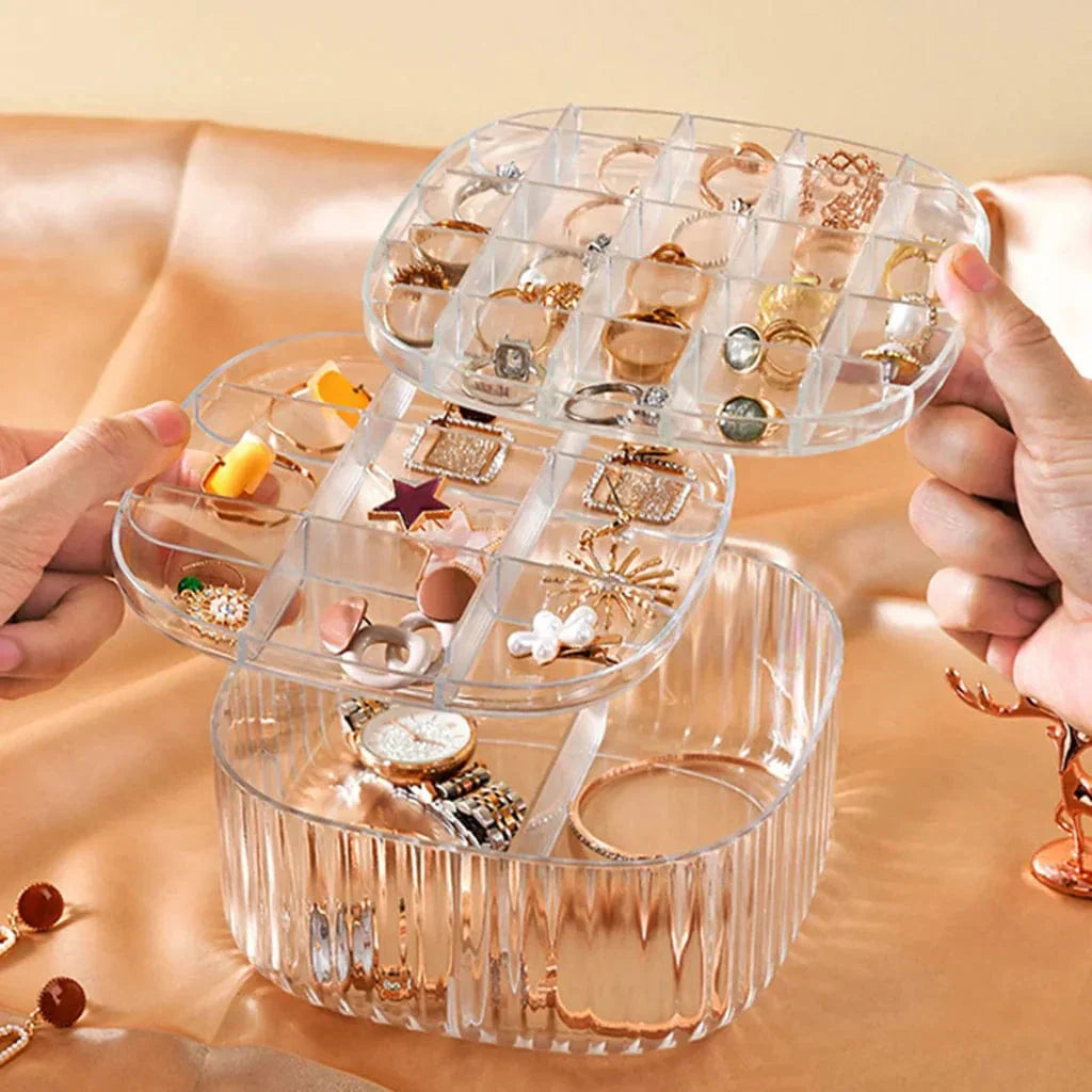 Transparent Jewelry Organizer Box with Dividers