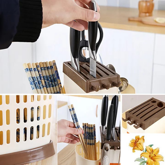 Multifunctional Draining Cutlery & Spoon Holder — Countertop