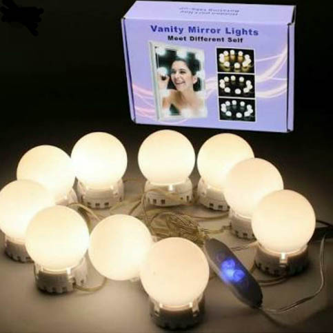 Vanity Makeup Mirror With 10 LED Bulb Lights — Tabletop