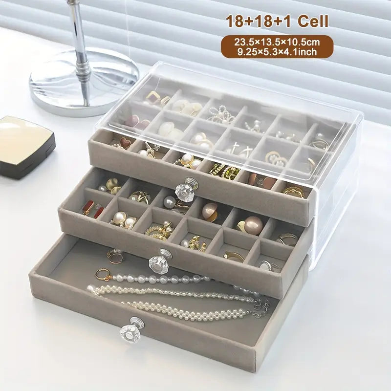 Velvet Organizer with 3 Compartments, Jewerly Organizer 