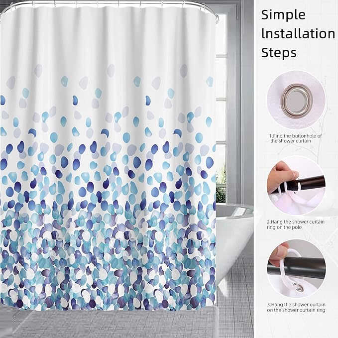 Waterproof 6x6 ft Shower Curtain with 12 Hanging Hooks