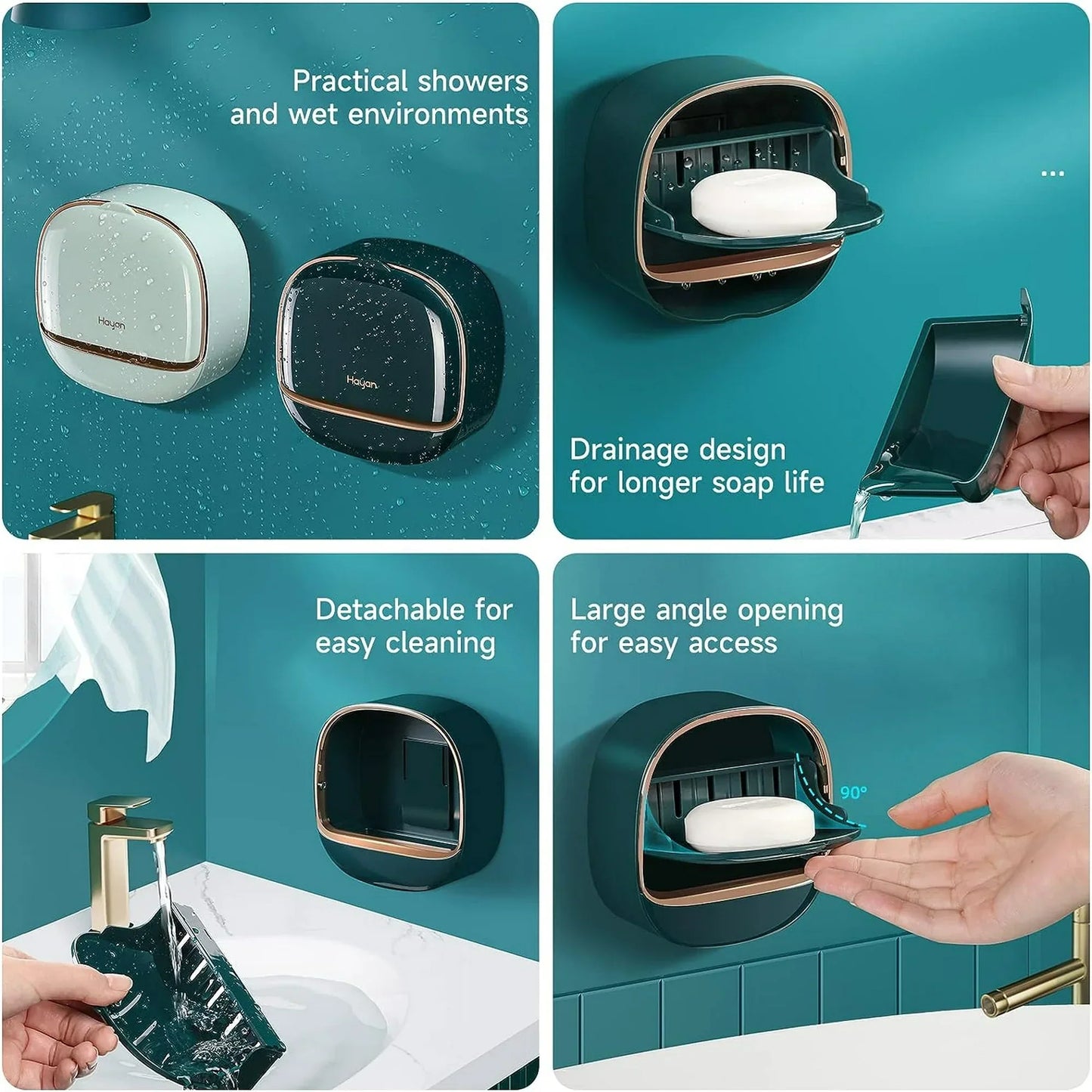 Waterproof Soap Dish Holder with Drain Tray, Home and Living 