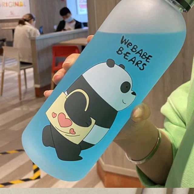 Cute Bear Print Kids Water Bottle — BPA-Free Leakproof