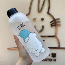 Cute Bear Print Kids Water Bottle — BPA-Free Leakproof