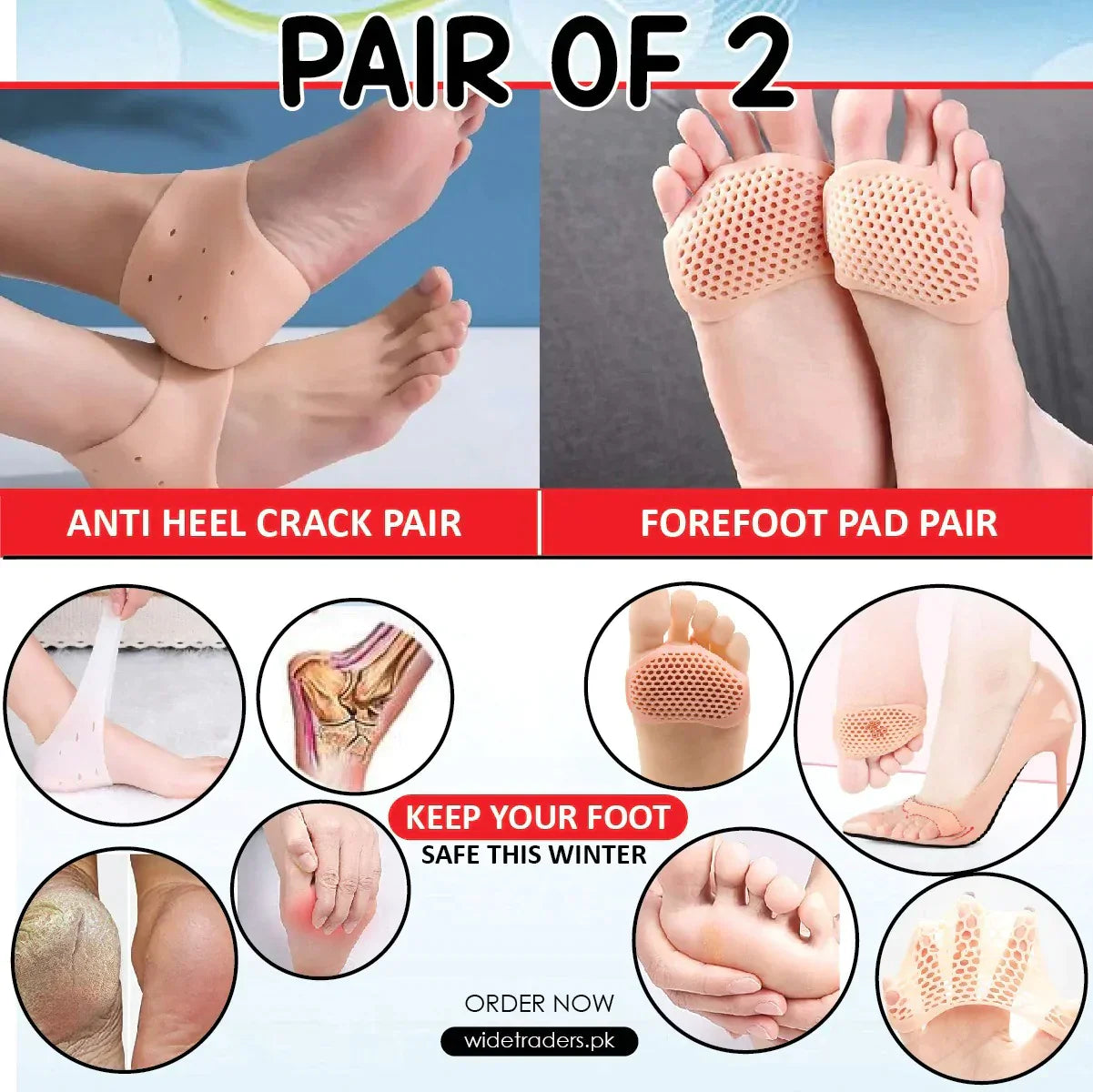 Combo Of 2 Heel Gel Protector & Soft Silicone Forefoot Pads