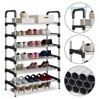 6-Shelf Stackable Shoe Storage Organizer — Space-Saving Rack