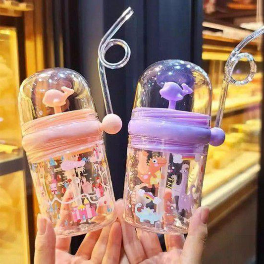 Fancy Dolphin Fountain Kids Water Bottle — Fun & BPA-Free