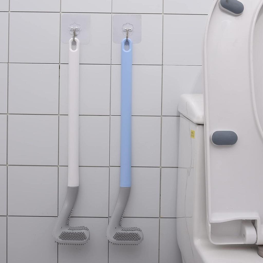 Hockey-Style Toilet Cleaning Brush — Strong Deep-Reach Bristles