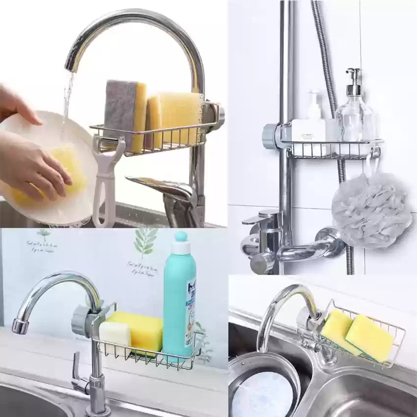 Kitchen Sink Sponge & Brush Stand Holder — Countertop