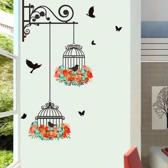 Bird Cage Themed Wall Art Decal Sticker — Home Decor