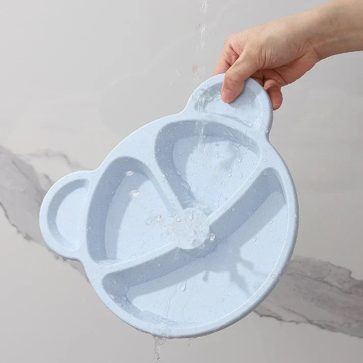 Children Bear Divided Plate With Dip Portion Sections