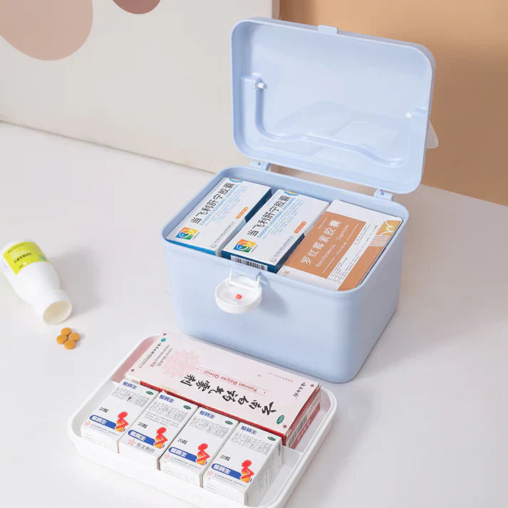 Portable Double-Layer Medicine Box