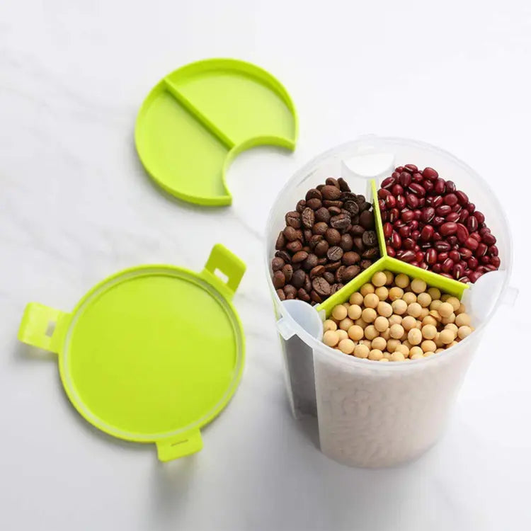 3-Compartment Transparent Storage Jar