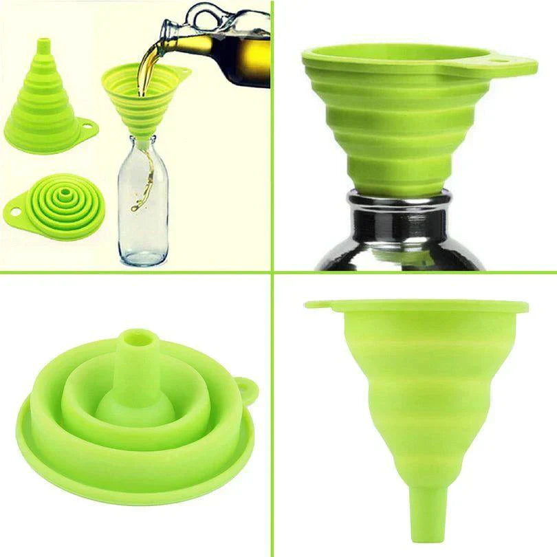 Collapsible Foldable Silicone Funnel — Kitchen & Travel Use