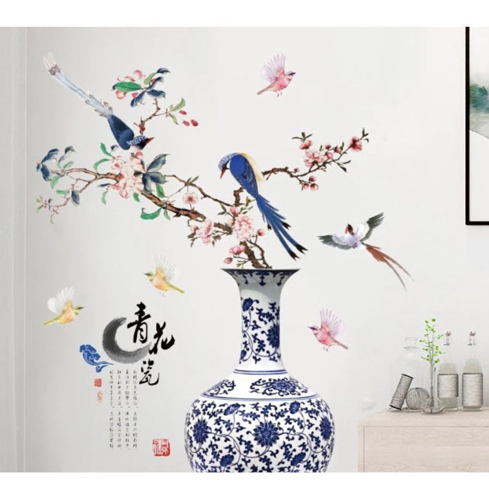 Classic 3D Vase & Flower Wall Art Sticker — Home Decor