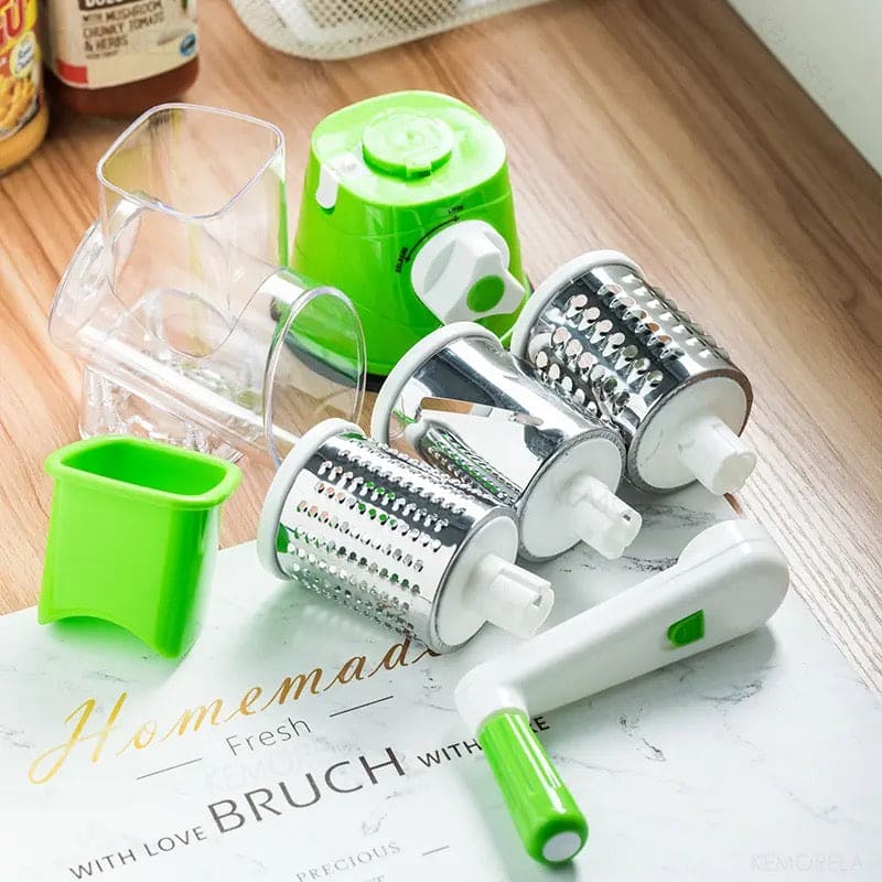 3-In-1 Manual Rotary Drum Grater — Cheese & Vegetable