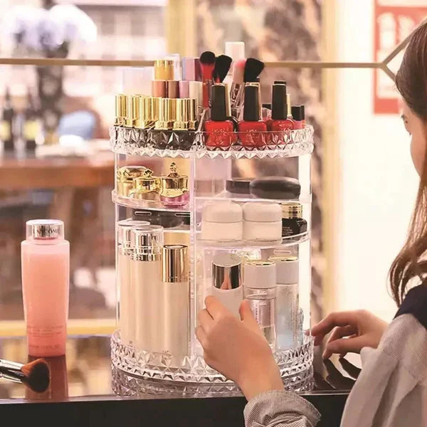 360° Rotating Adjustable Acrylic Cosmetic Storage Organizer
