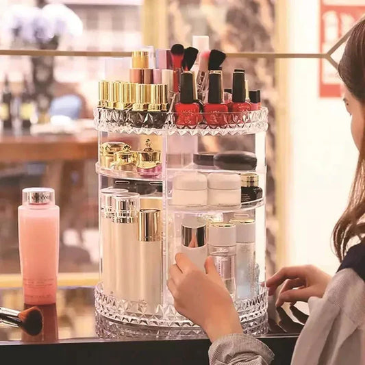 360° Rotating Adjustable Acrylic Cosmetic Storage Organizer