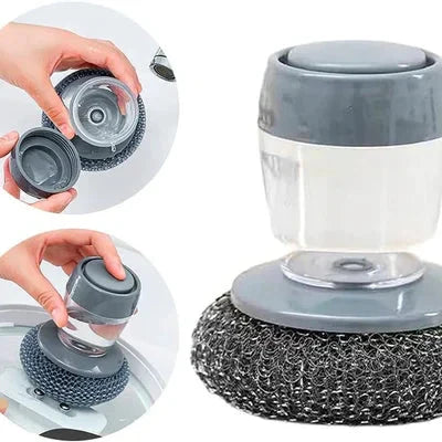 Gray Long Handle Dishwashing Scrub Brush — Heavy Duty