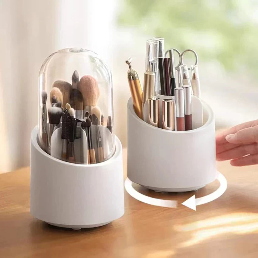 360° Rotating Capsule-Shape Makeup Brush Storage Box