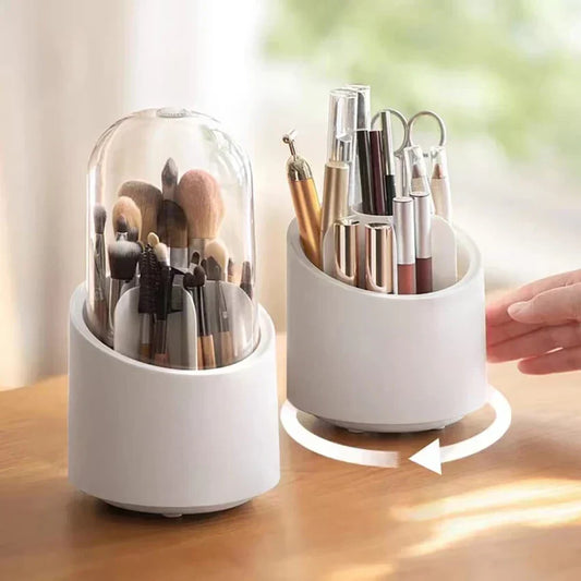 360° Rotating Capsule-Shape Makeup Brush Storage Box