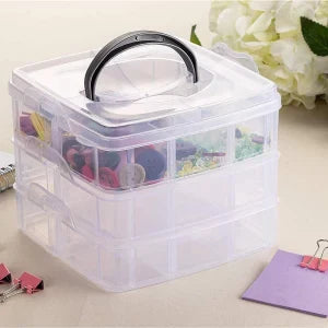 3-Layer 18-Grid Transparent Jewelry Storage Organizer